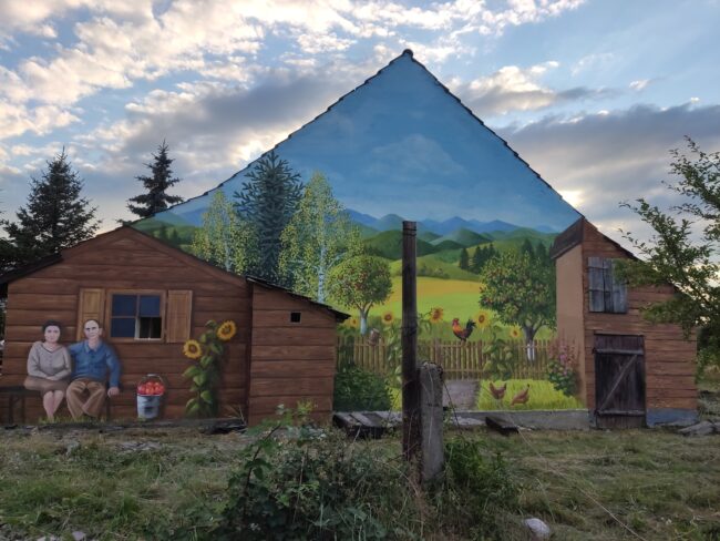 mural widok na góry i lasy